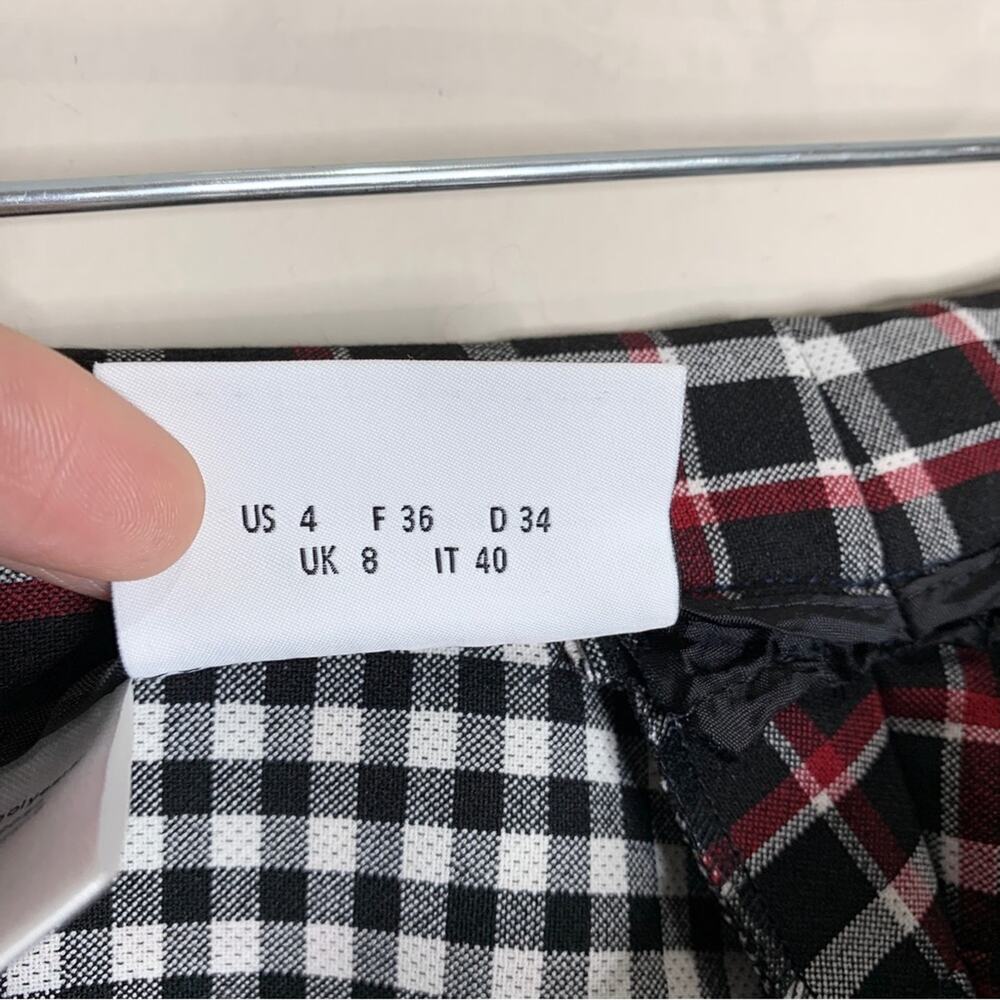 Akris Punto Francoise Slim Straight Pant (Sz 4) Glen Check Plaid Black Red - Picture 14 of 16